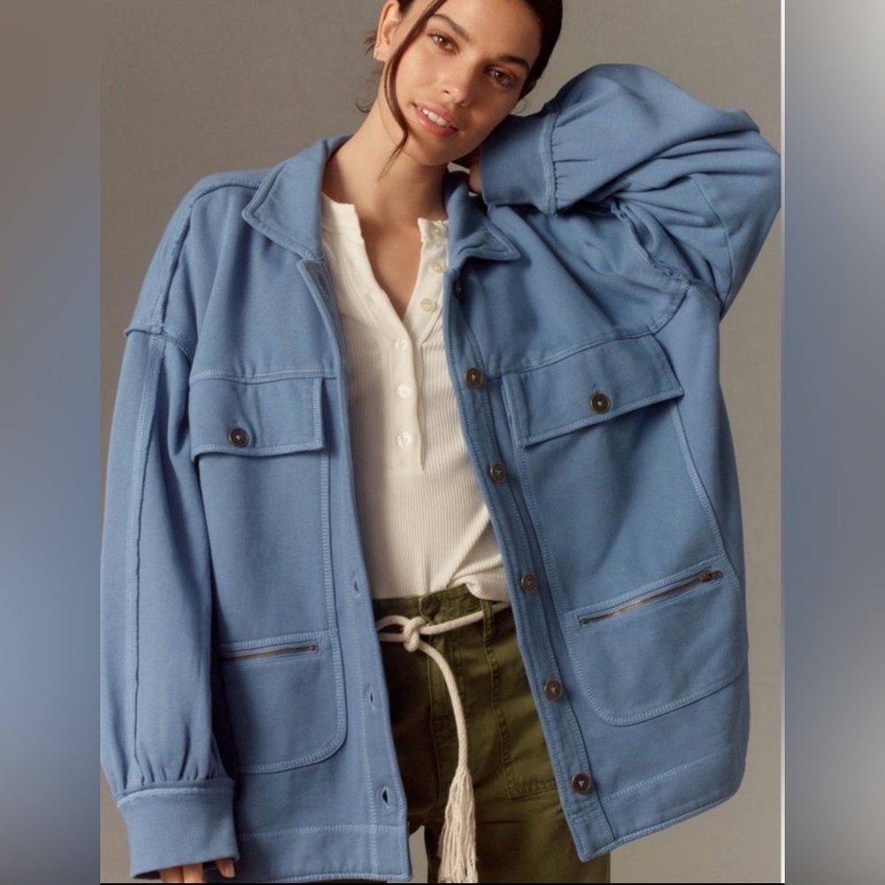 PILCRO COTTON MICRO FLEECE SWEATSHIRT JACKET TOP SIZE M MSRP $148.00 NWT